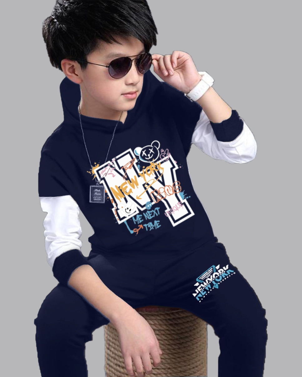 Boys’ Long Sleeve Shirt and Corduroy Pants Set for Cool Weather-front