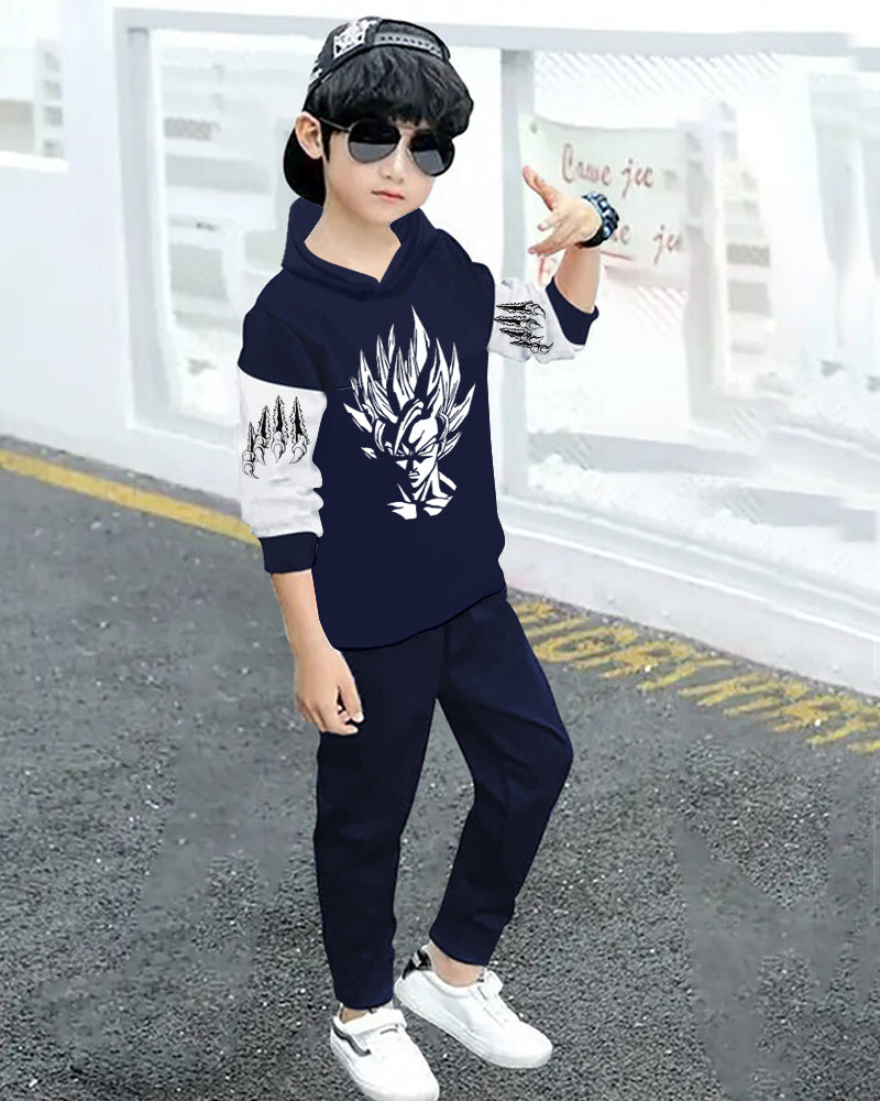 Boys’ Graphic Hoodie and T-Shirt Jeans Set for a Cool Urban Style-side