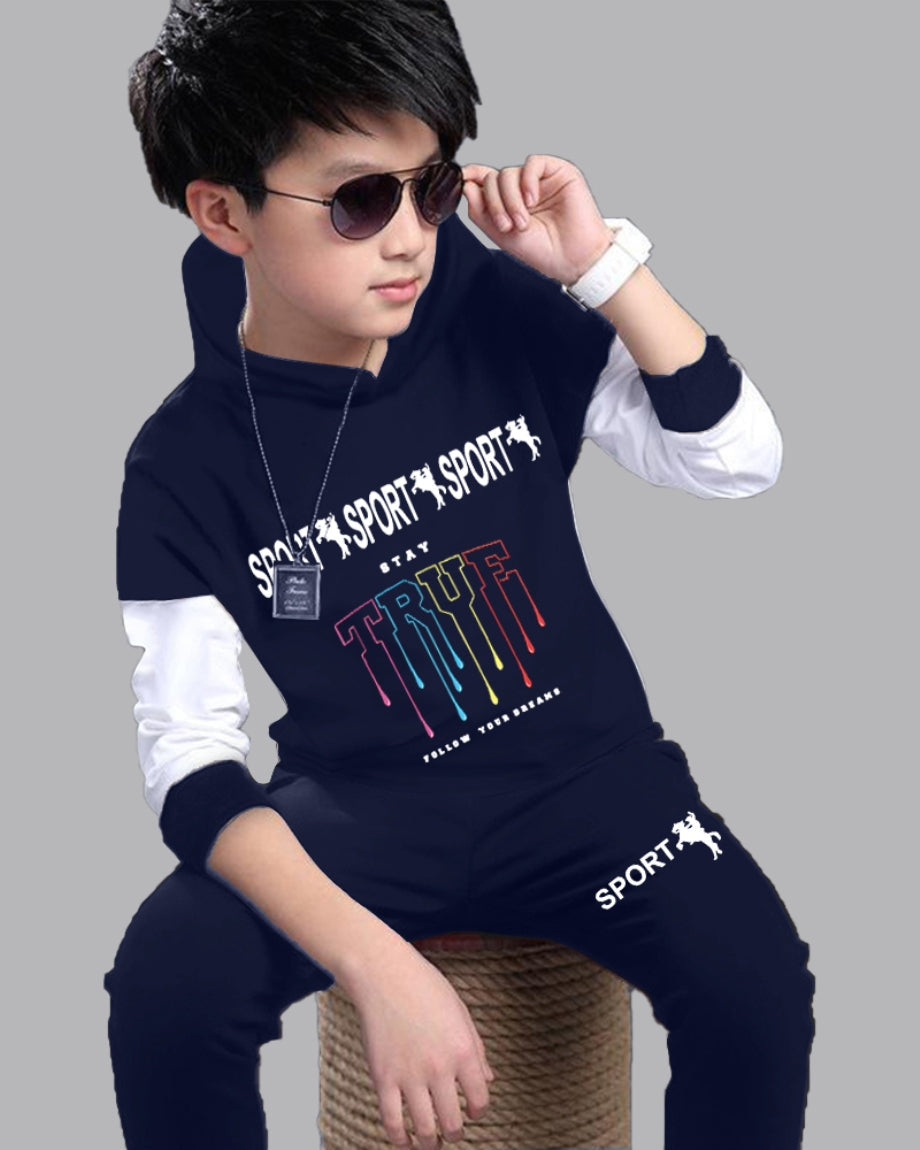 Boys’ Cartoon Hoodie and T-Shirts Set for Cozy Fun-front