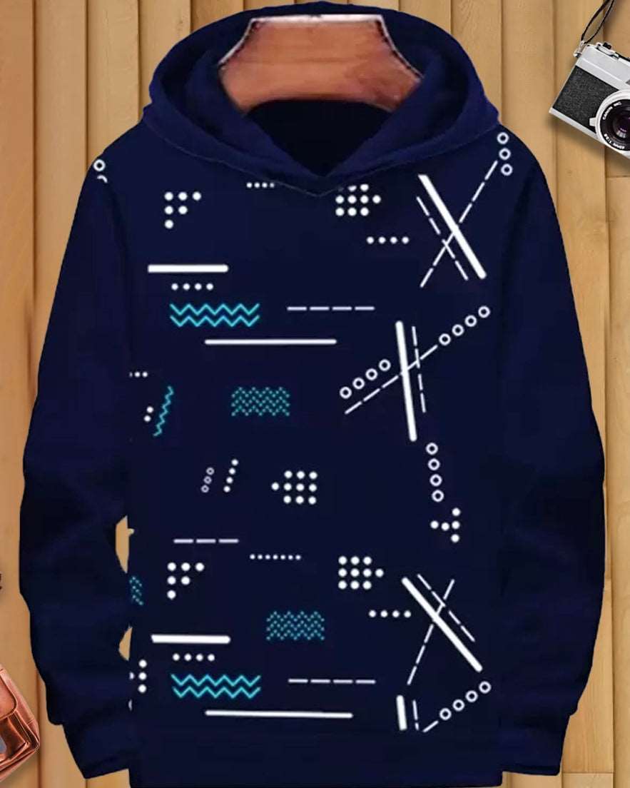 All Over Print Navy Blue Hoodie Sweatshirt - FastColors