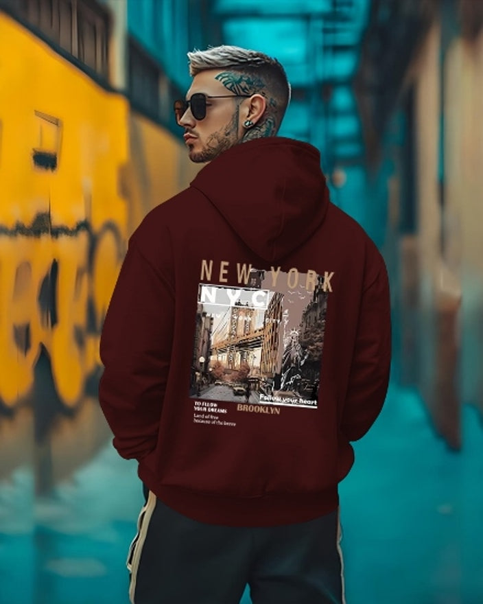 Back Printed Maroon essential hoodie - Main Image
