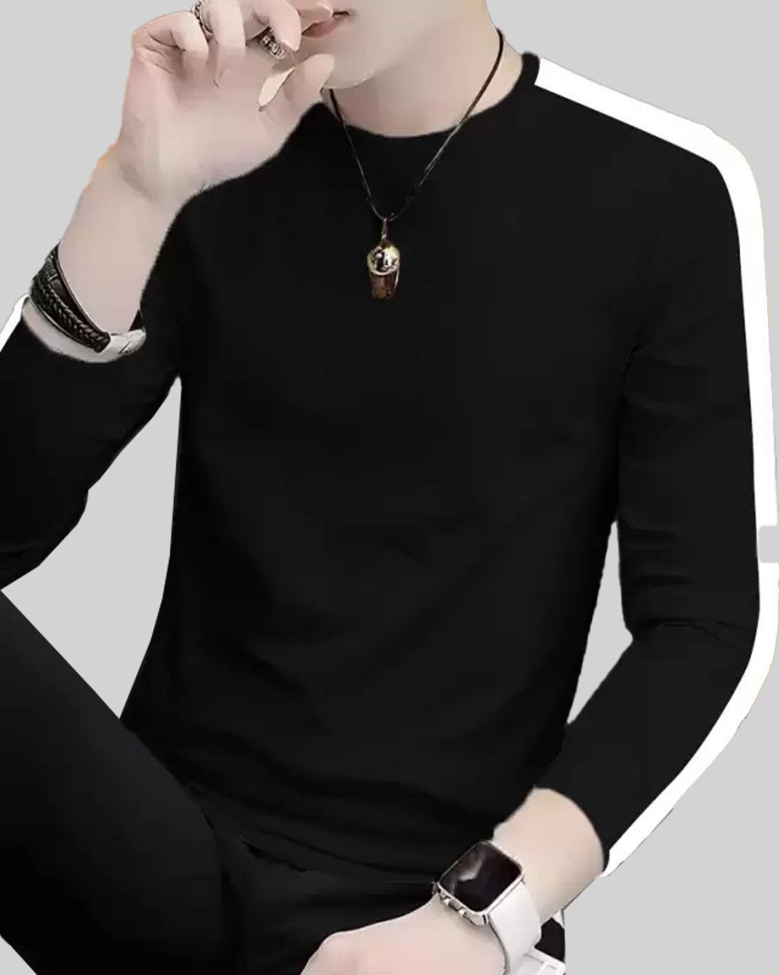 #color_Black Color-Blocked Sleeves Full Sleeve T-Shirt - FastColors