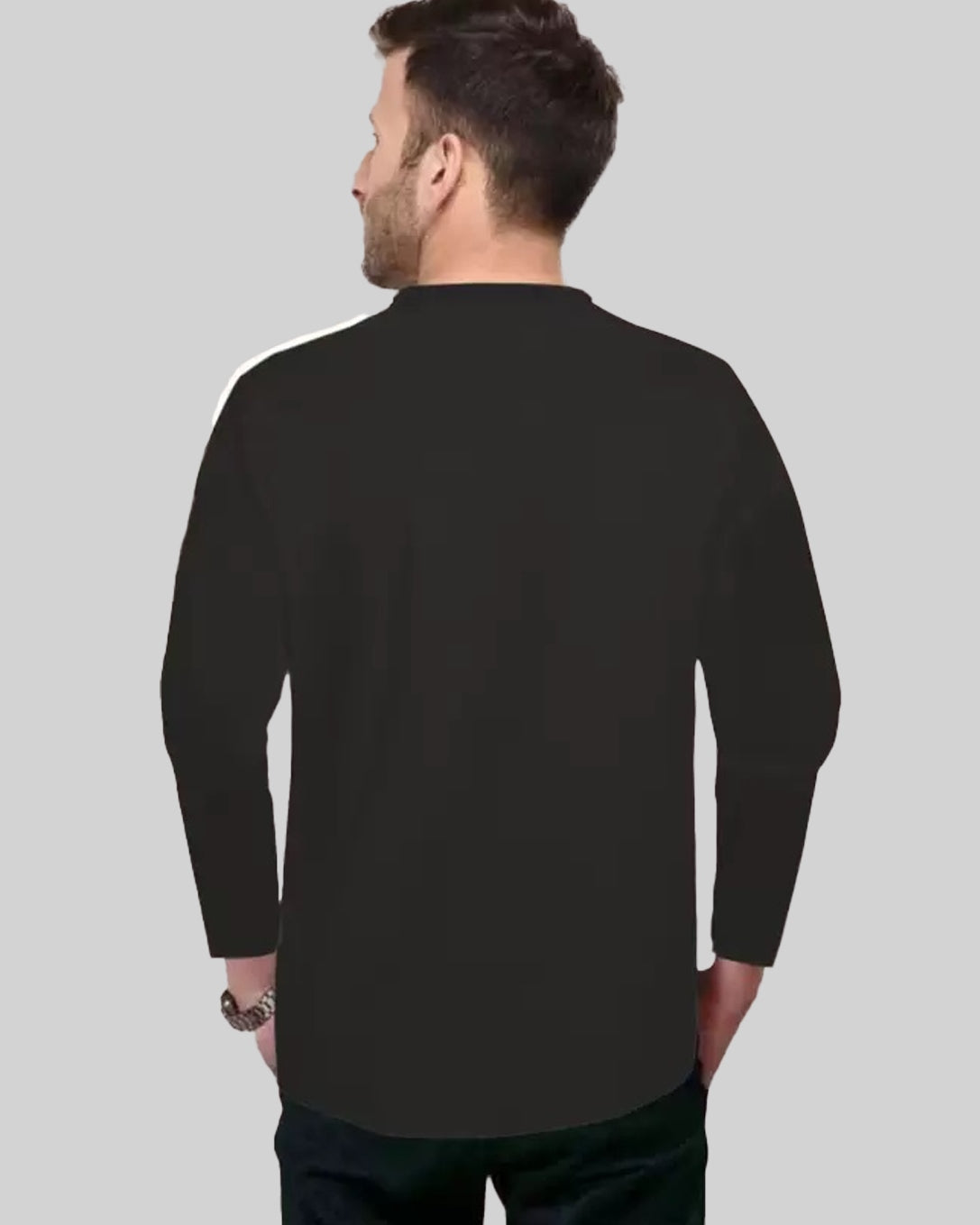 Color-Blocked Sleeves Full Sleeve T-Shirt - FastColors #color_Black