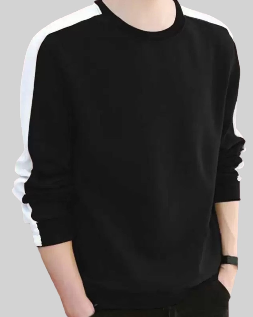 Color-Blocked Sleeves Full Sleeve T-Shirt - FastColors #color_Black