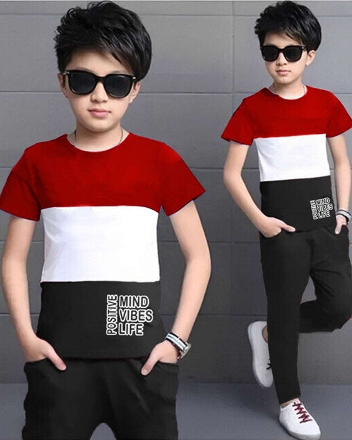 Color Blocked Boys Apparel Combo set - FastColors #color_Red