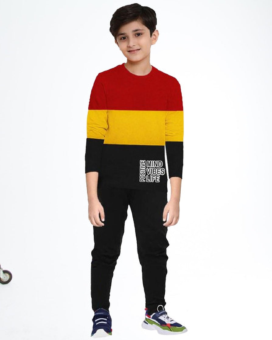 Color Blocked Tri-Color Boys Apparel Top and Bottom Set - FastColors