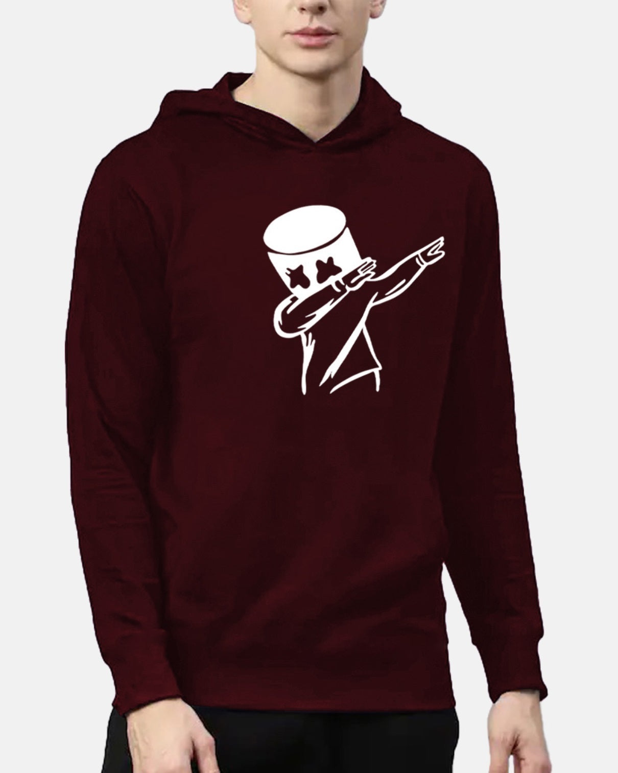 FastColors Geometric Print Men Hooded Neck Maroon T-Shirt - FastColors