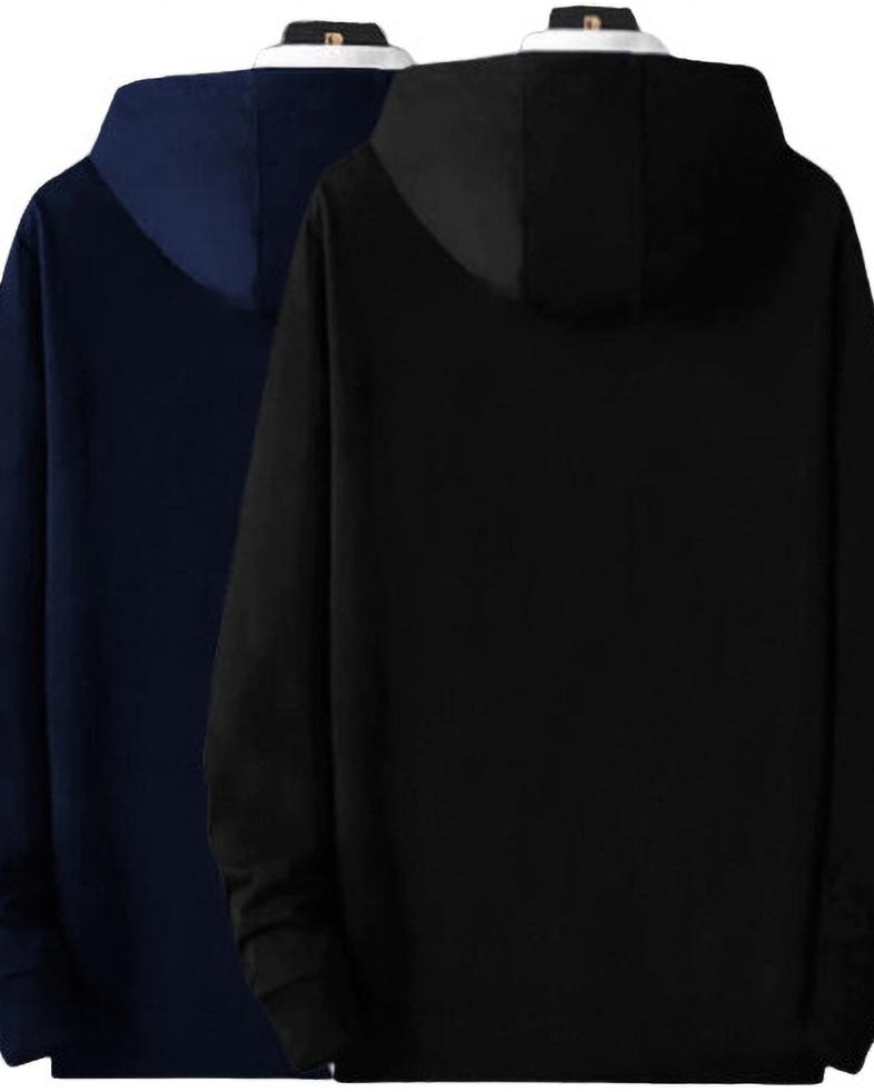 FastColors Printed Men Hooded Neck Black, Dark Blue T-Shirt - FastColors