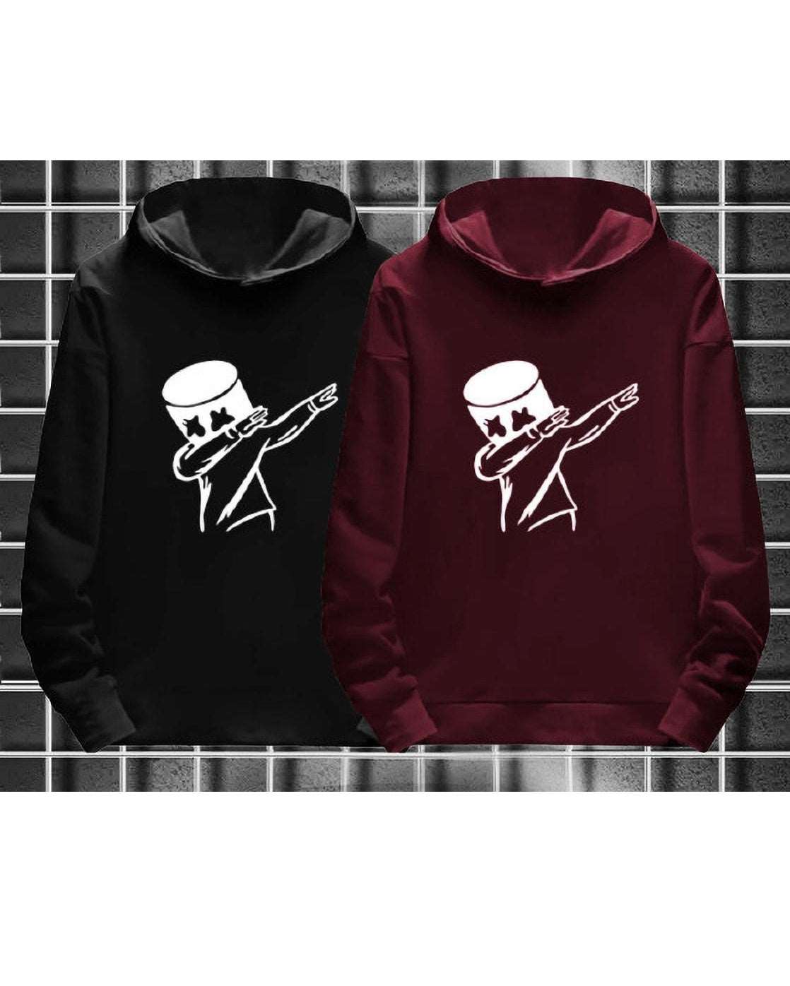FastColors Printed Men Hooded Neck Black, Maroon T-Shirt - FastColors