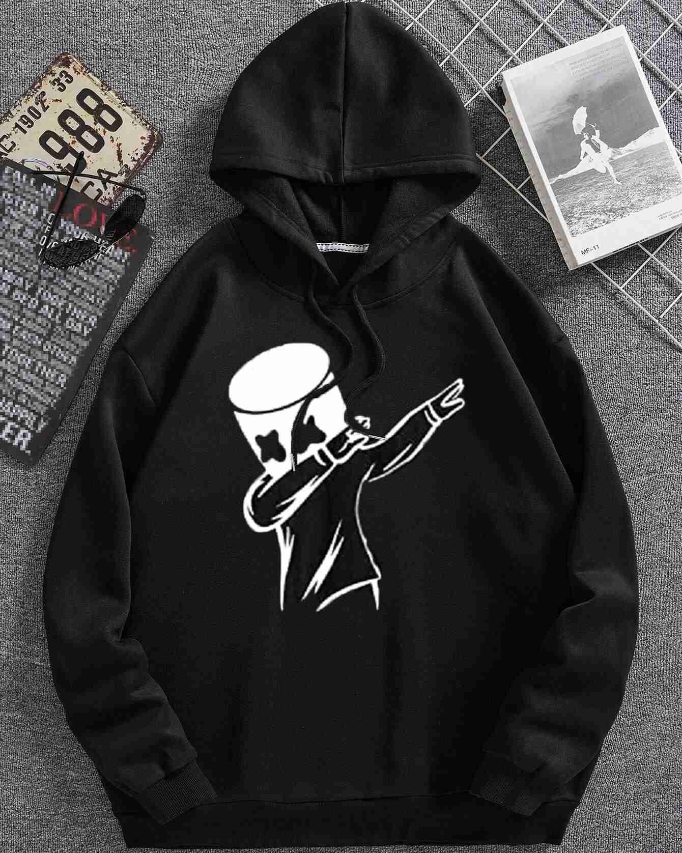 FastColors Printed Men Hooded Neck Black T-Shirt - FastColors