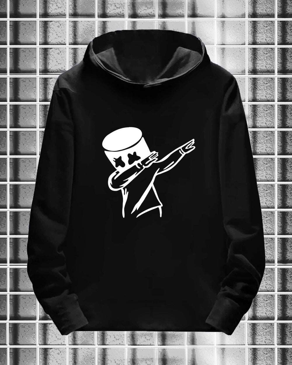 Marshmallow Black Printed hoodies t-shirt for men