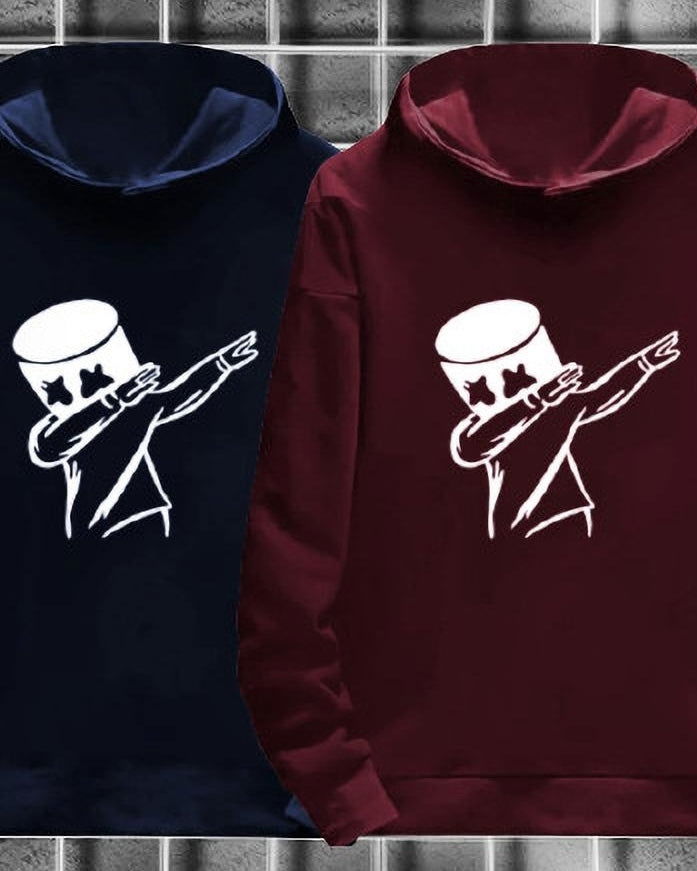 FastColors Printed Men Hooded Neck Dark Blue, Maroon T-Shirt - FastColors