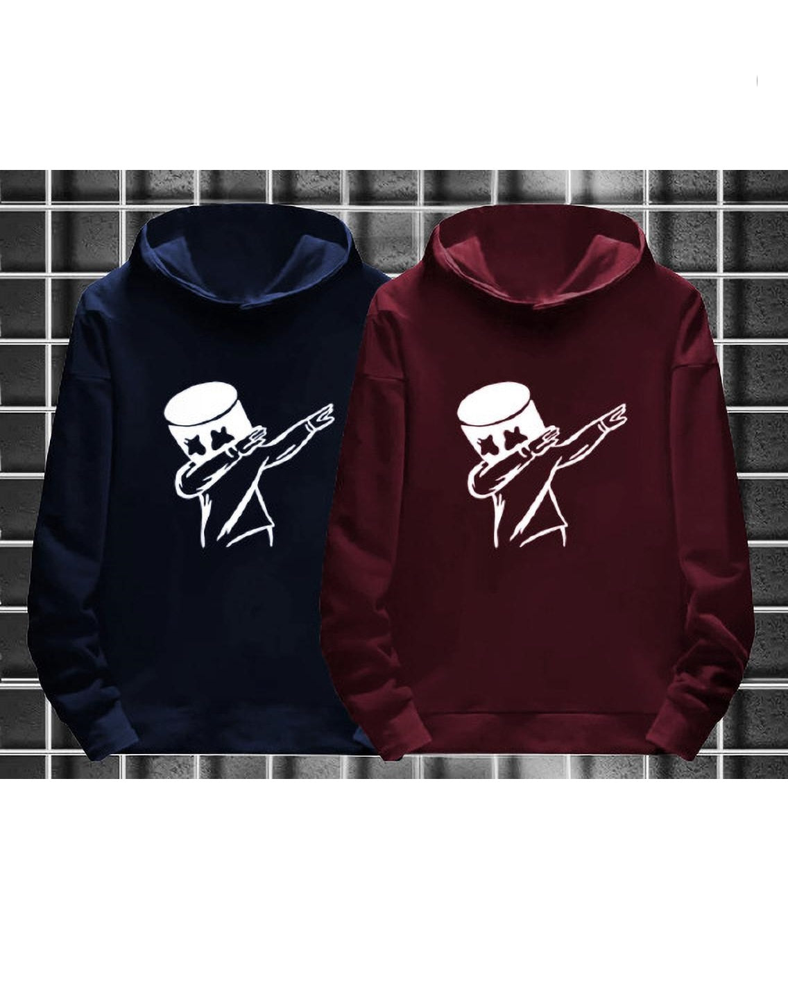 FastColors Printed Men Hooded Neck Dark Blue, Maroon T-Shirt - FastColors