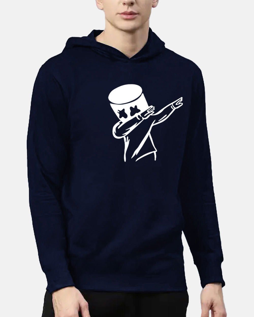 FastColors Printed Men Hooded Neck Dark Blue T-Shirt - FastColors