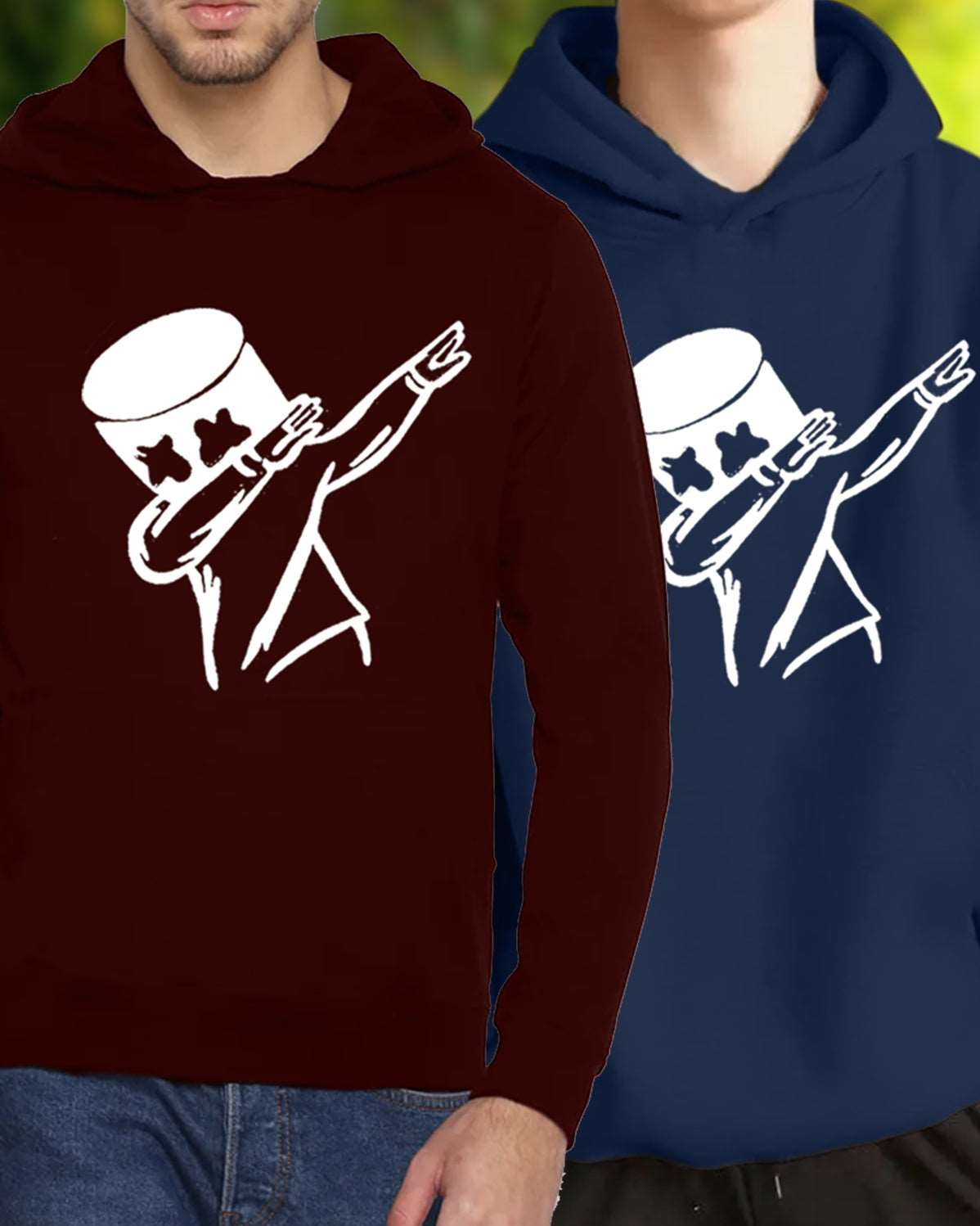 FastColors Printed Men Hooded Neck Maroon, Blue T-Shirt - FastColors