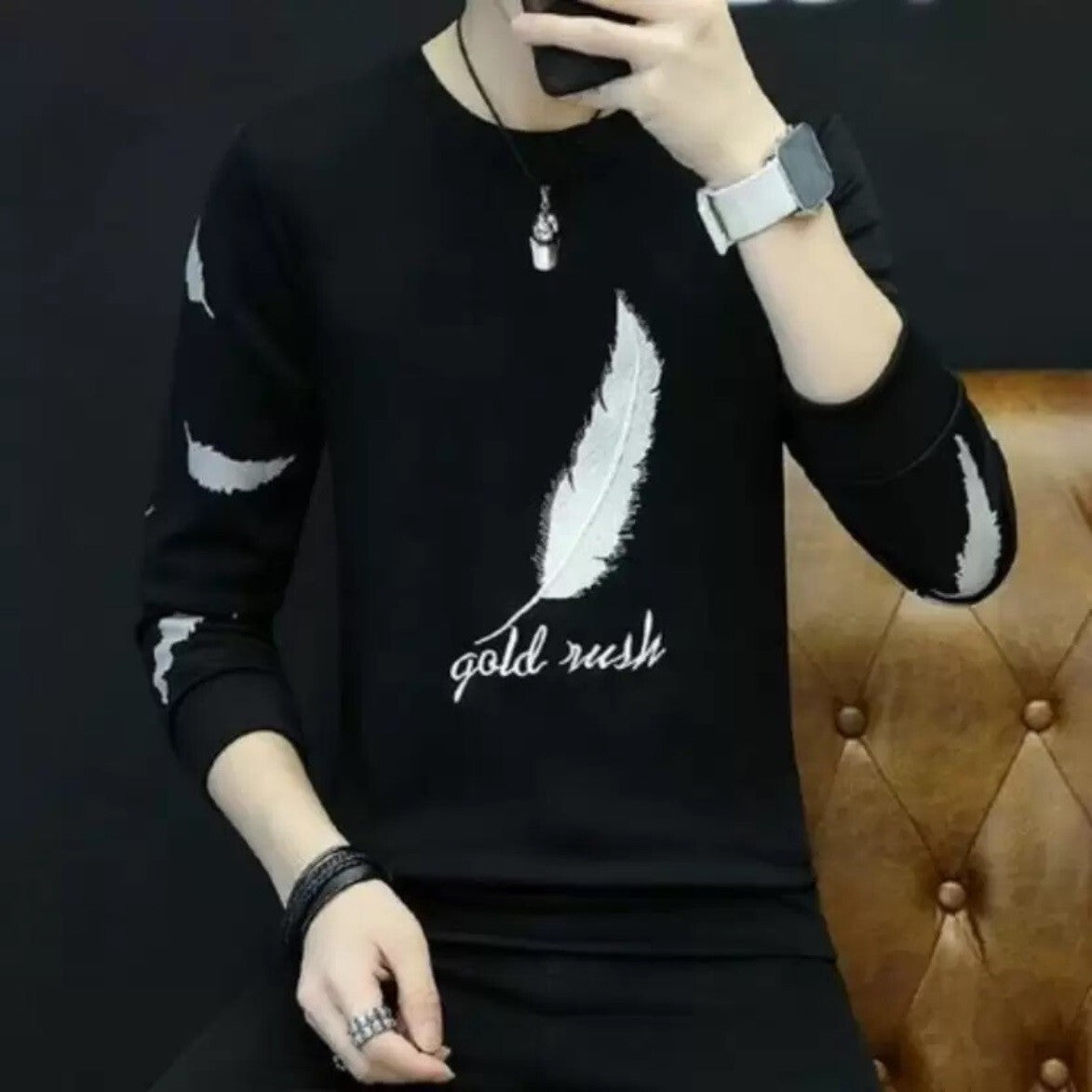 FastColors Printed Men V Neck Black T-Shirt - FastColors
