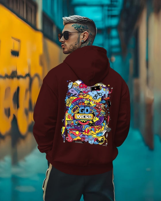 Go Weird stylish hoodies for men / Maroon