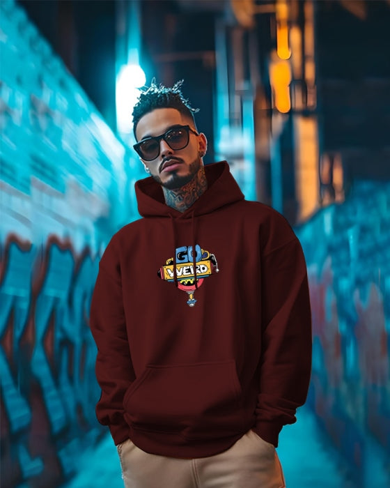 Go Weird stylish hoodies for men / Maroon