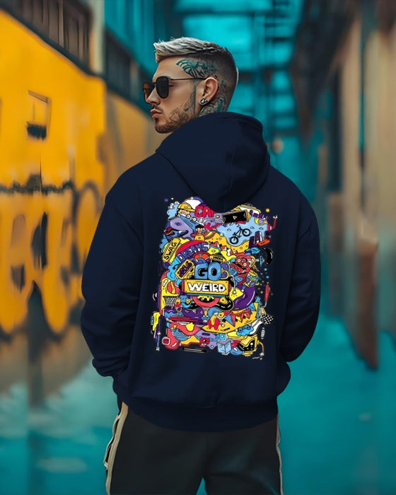Go Weird stylish hoodies for men / Navy Blue