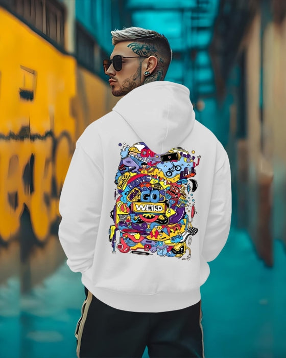 Go Weird stylish hoodies for men / White