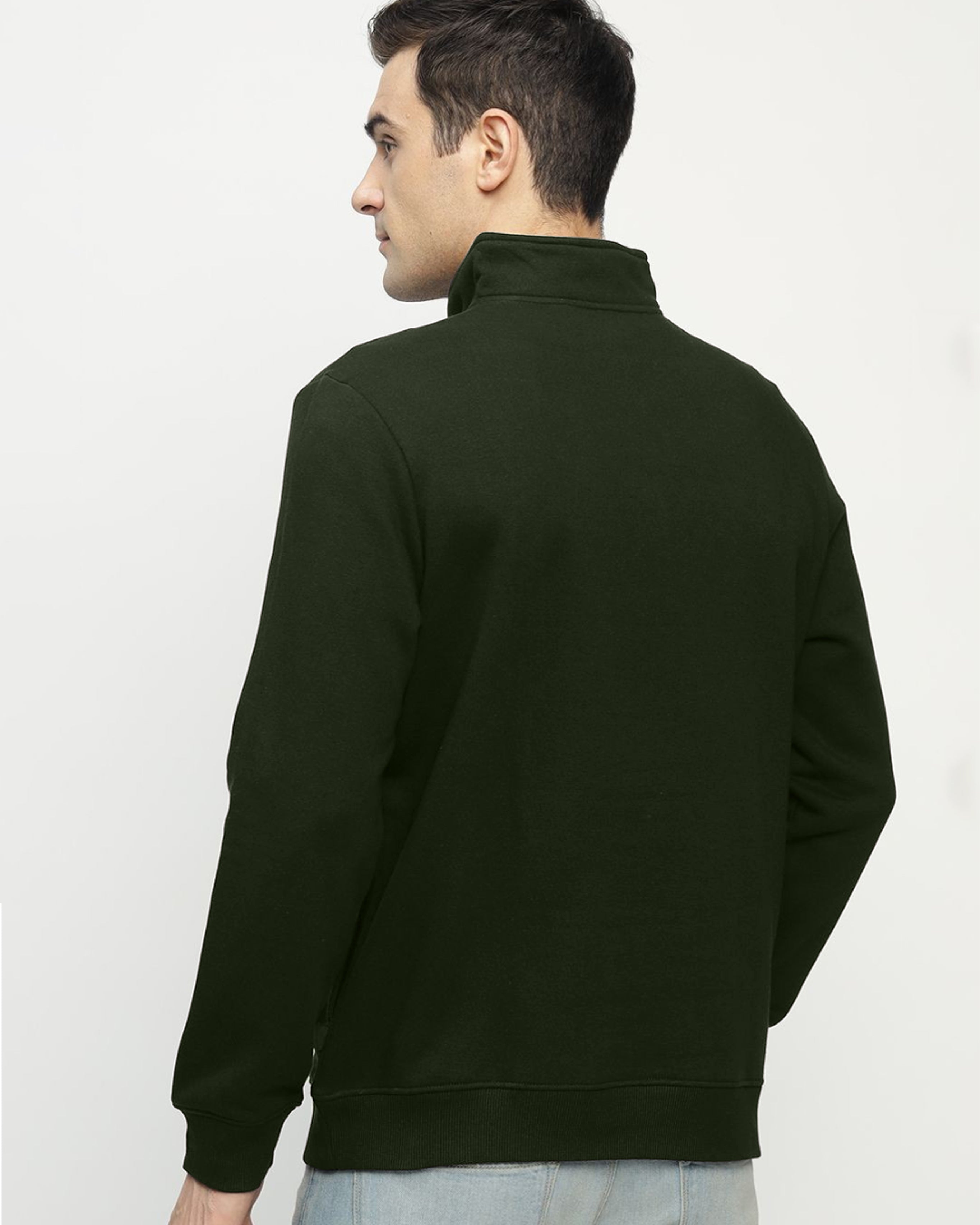 King Highneck Half Zipper for Men-Green-BACK