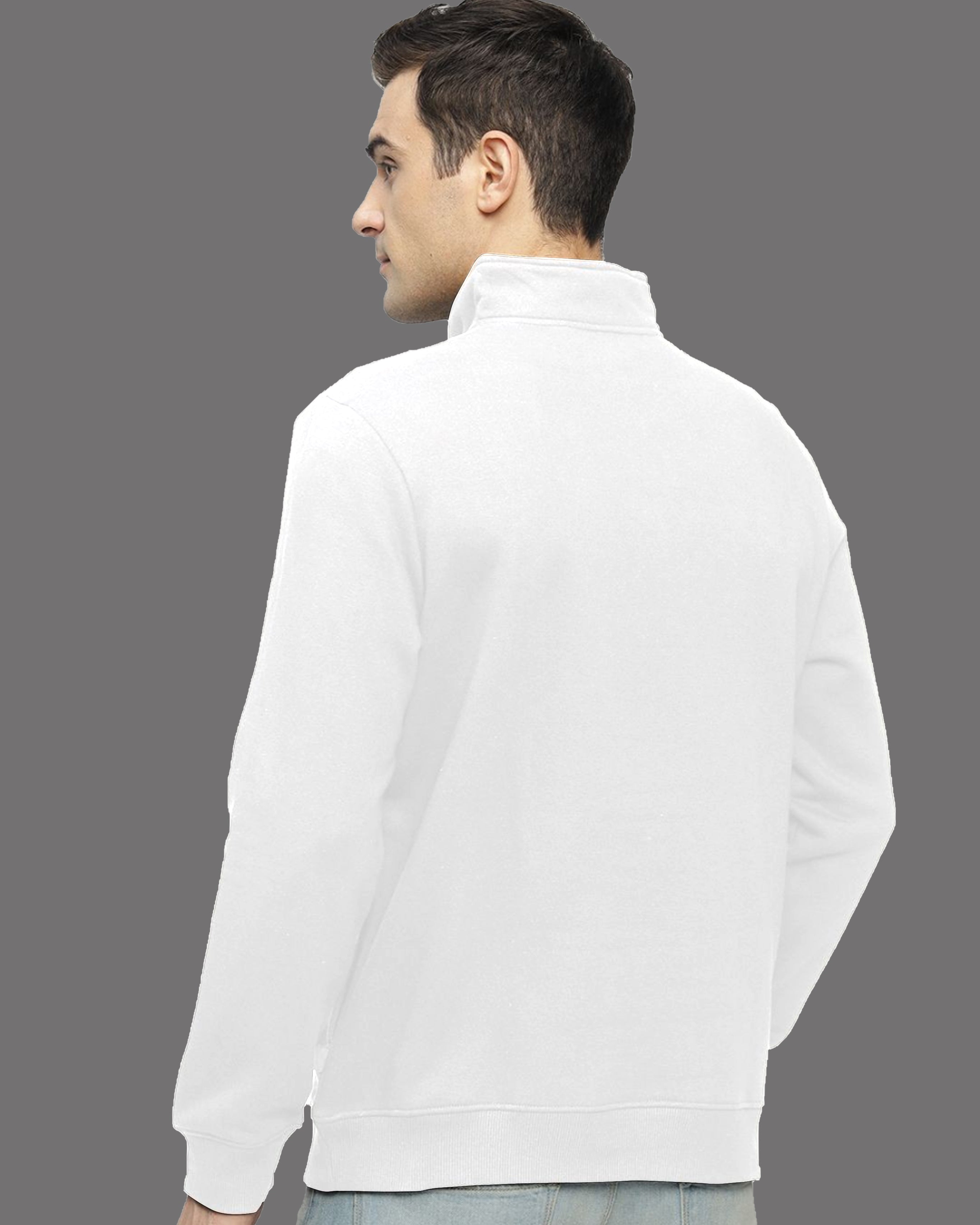 King Highneck Half Zipper for Men-White-BACK