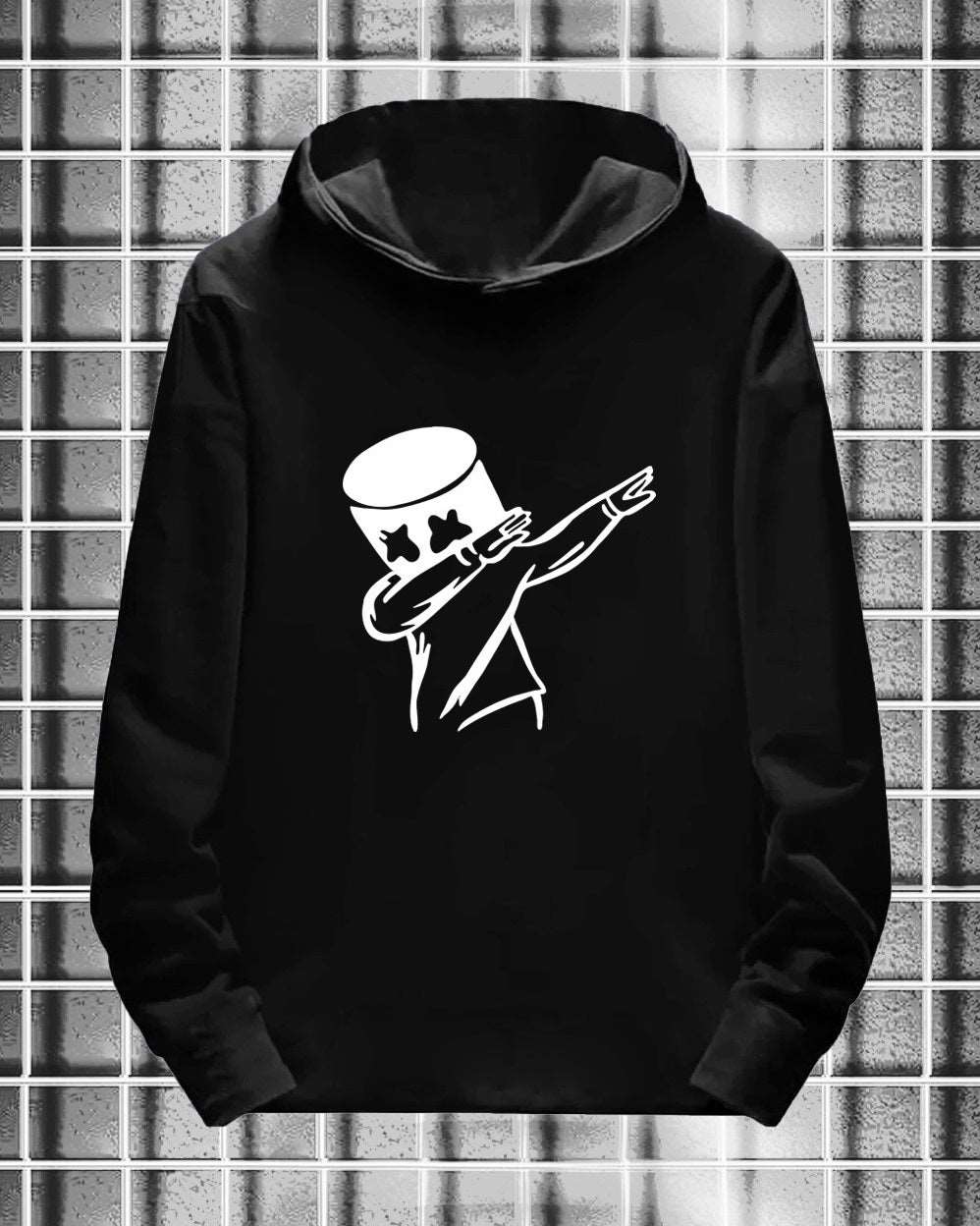 #color_Black Hoodie Marshmellow Printed T Shirts - FastColors