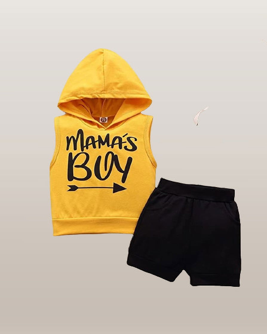 Hoodie Printed Sleeveless and Shorts Boys Apparel Top and Bottom Set - FastColors