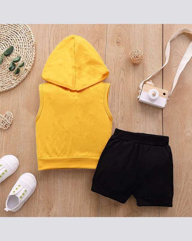 Hoodie Printed Sleeveless and Shorts Boys Apparel Top and Bottom Set - FastColors