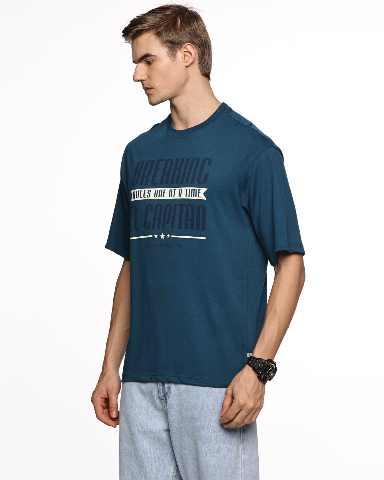 Urban Legend: Men's Half-Sleeve Graffiti Print Pure Cotton T-Shirt