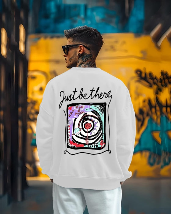 Just Be There sweat t shirt for men / White