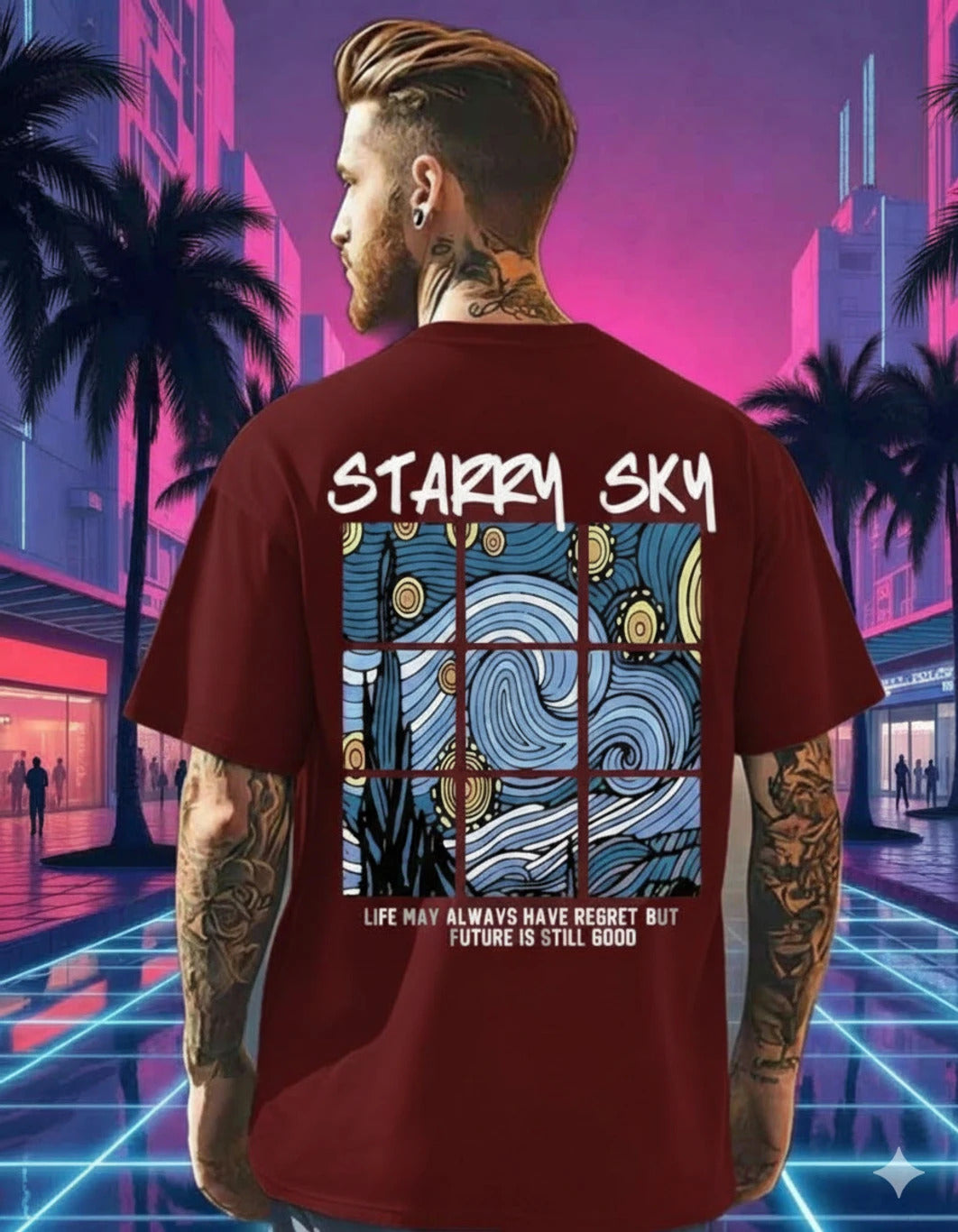 Men Graphic Print Round Neck Cotton Blend T-Shirt