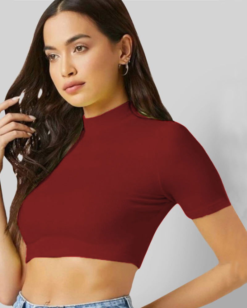 Maroon Sleeveless Women's Crop Top 5058 - FastColors