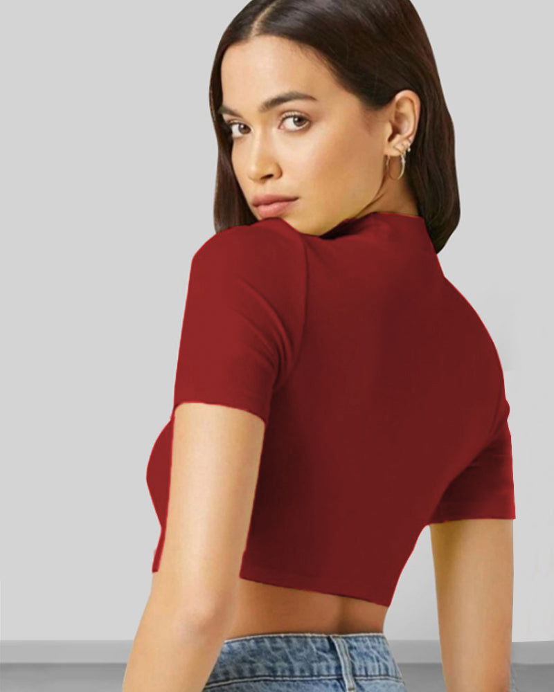 Maroon Sleeveless Women's Crop Top 5058 - FastColors
