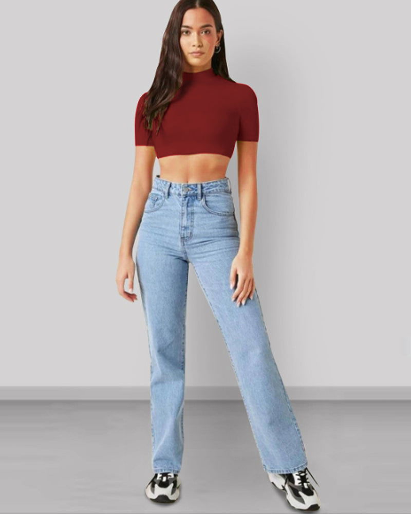 Maroon Sleeveless Women's Crop Top 5058 - FastColors