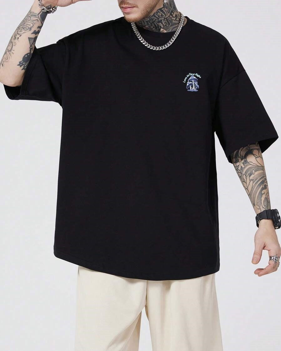 Mens Back Print Oversize Black Tshirt - FastColors