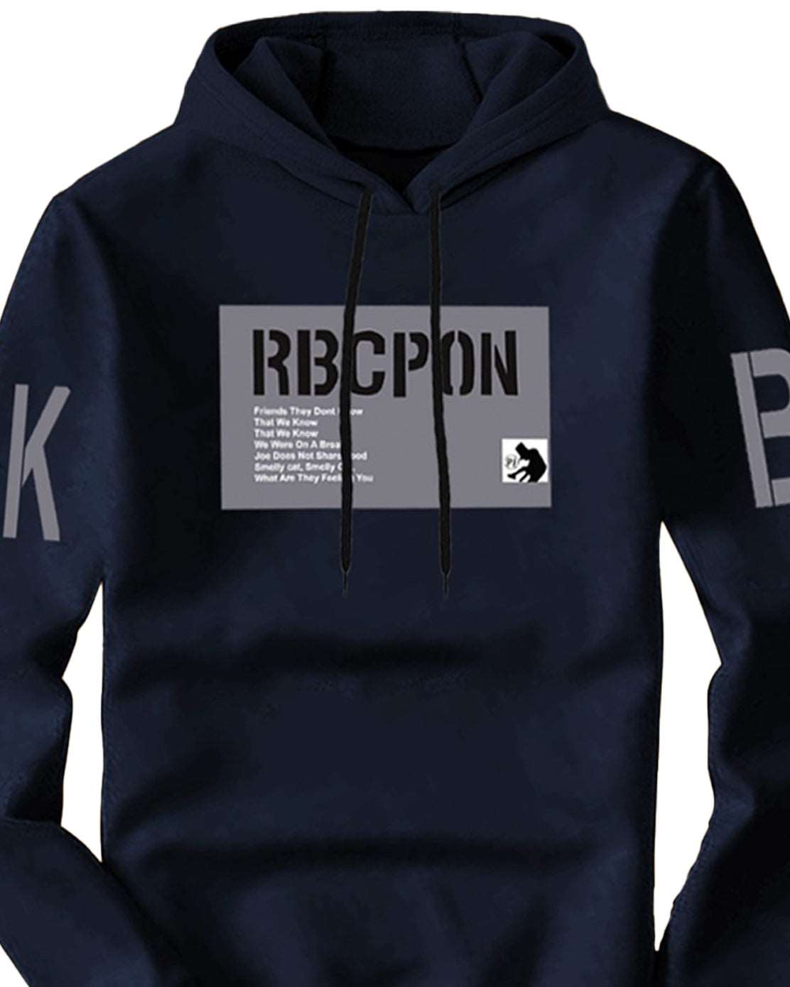 Navy Blue Mens Printed Hoodie SweatShirt - FastColors