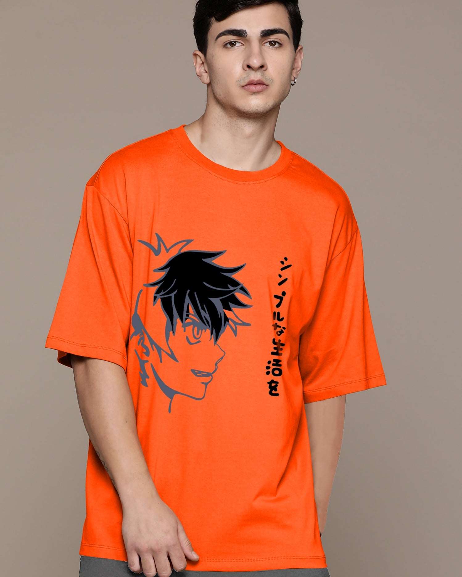 Orange Polyester Oversize Tshirt - FastColors