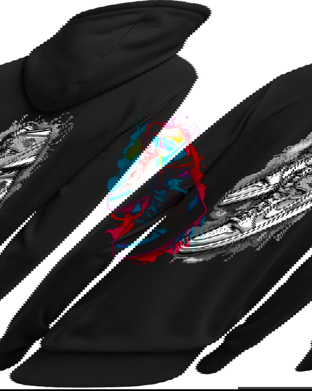 Printed Hooded Neck Sweatshirt/Black - FastColors - Printed Hooded Neck Sweatshirts Black - #tag1# - #tag2# - #tag3# -