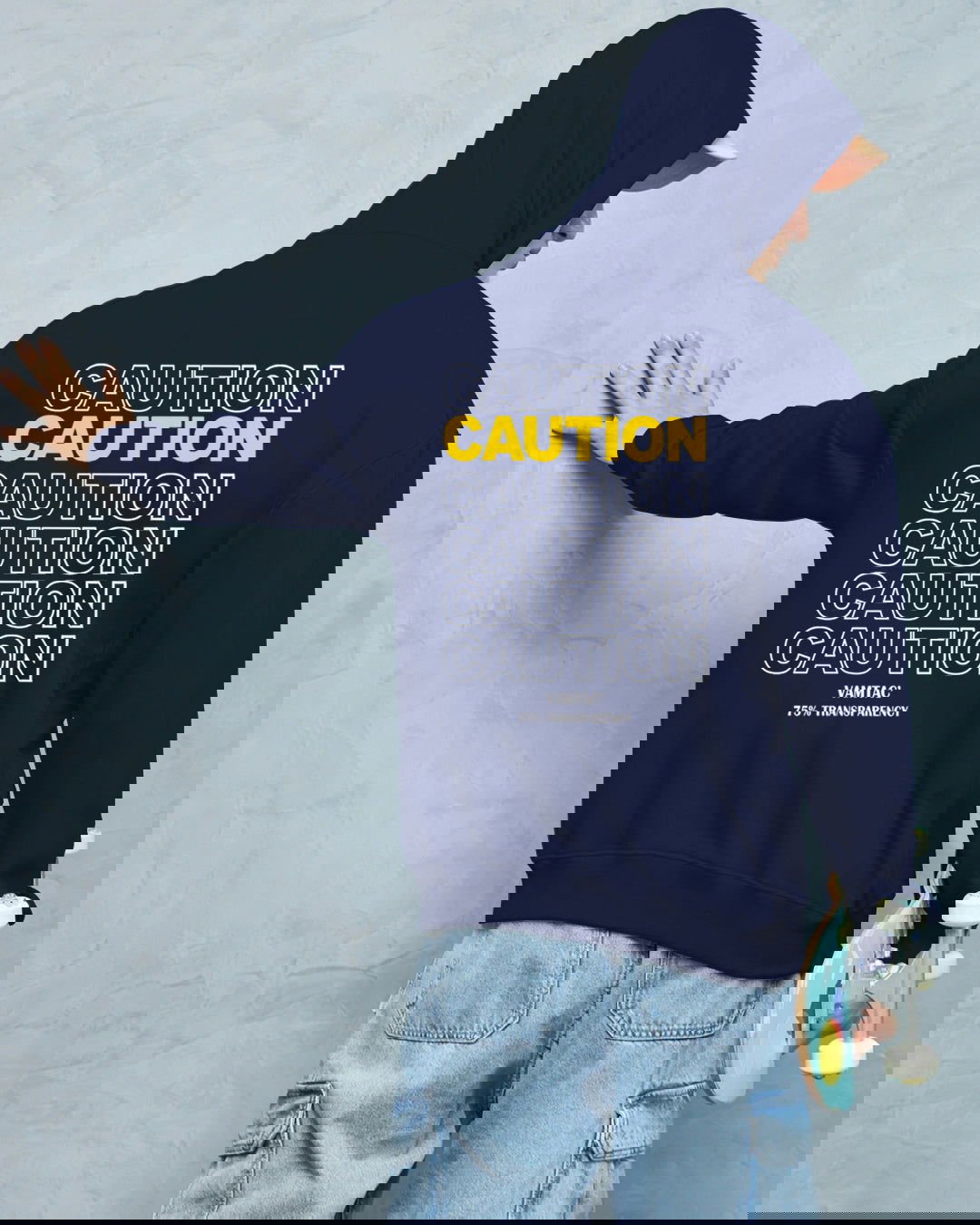 Printed Hooded Neck Sweatshirt/Navy - FastColors - Printed Hooded Neck Sweatshirts Navy - #tag1# - #tag2# - #tag3# -