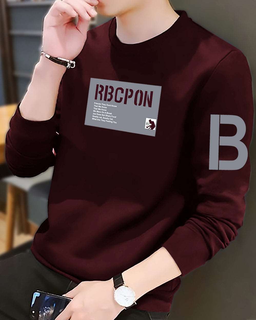 RBCPN full sleeve t-shirt for men - FastColors - #color_maroon RBCPN Men's full Sleeve T-Shirt - FastColors - #tag1# - #tag2# - #tag3# -