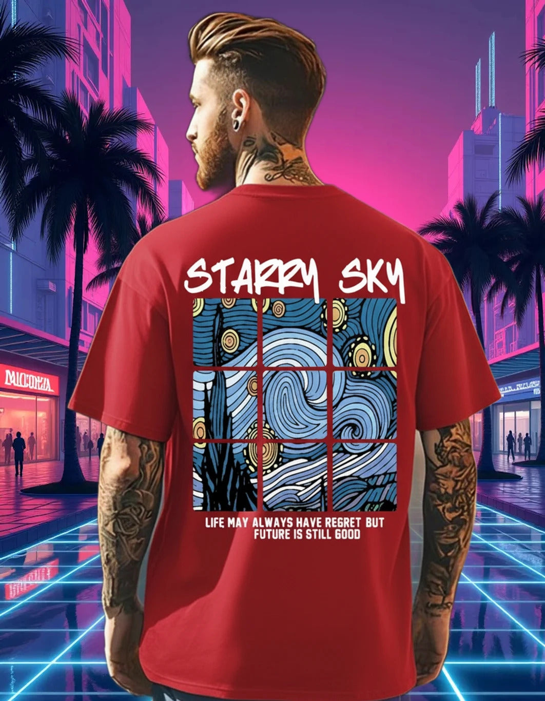 Men Graphic Print Round Neck Cotton Blend T-Shirt