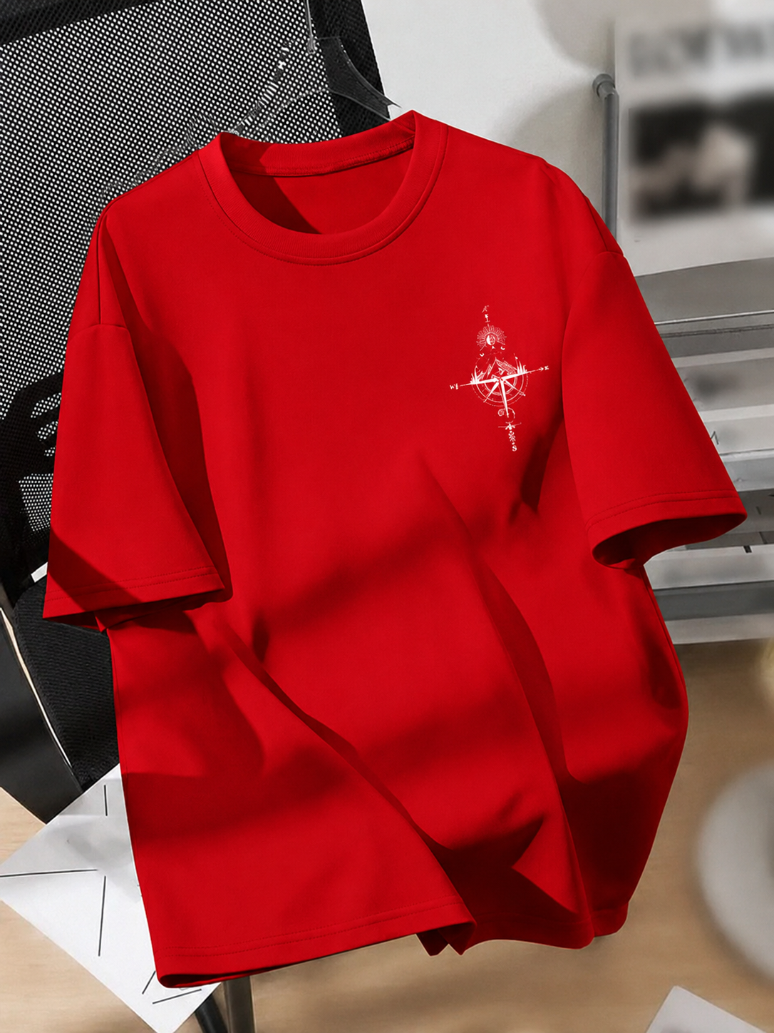 Men Graphic Print Round Neck Cotton Blend T-Shirt