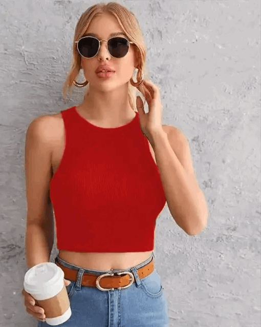 Red Sleeveless women Crop Top 5065 - FastColors - Red Sleeveless Women's Crop Top 5065 - FastColors - #tag1# - #tag2# - #tag3# -