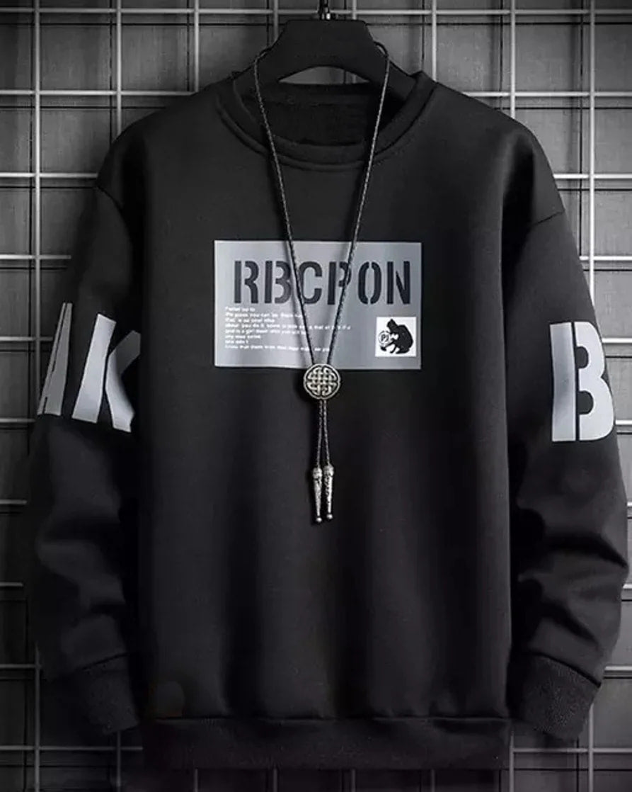 Round Neck Printed sweatshirts for men - FastColors - #color_Black Round Neck Printed SweatShirt - FastColors - #tag1# - #tag2# - #tag3# -