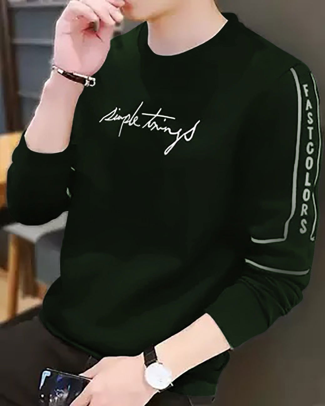 Simple Things full sleeve t-shirt for men - FastColors - #color_Green Simple Things Full Sleeve Men T-Shirt - FastColors - #tag1# - #tag2# - #tag3# -