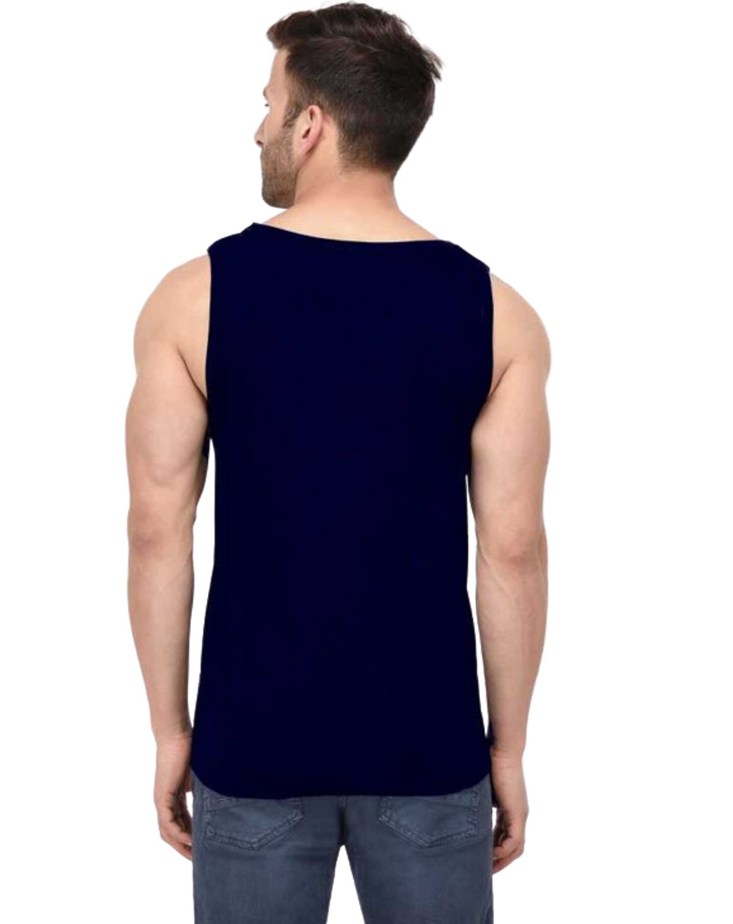 Sunset Shades: Men's Sleeveless Gradient Color-Blocked T-Shirt