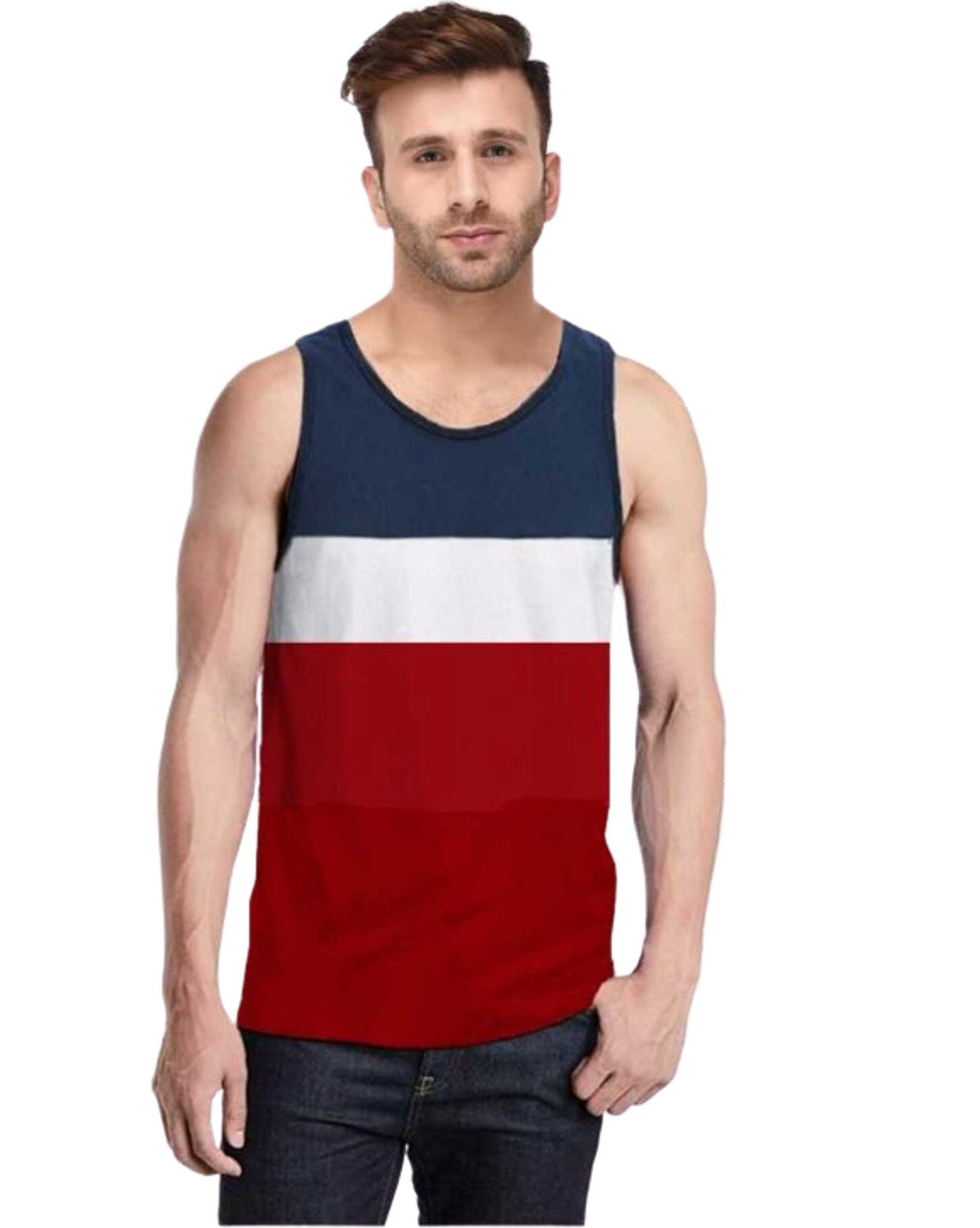 Bold Blocks: Men's Sleeveless Color-Blocked T-Shirt