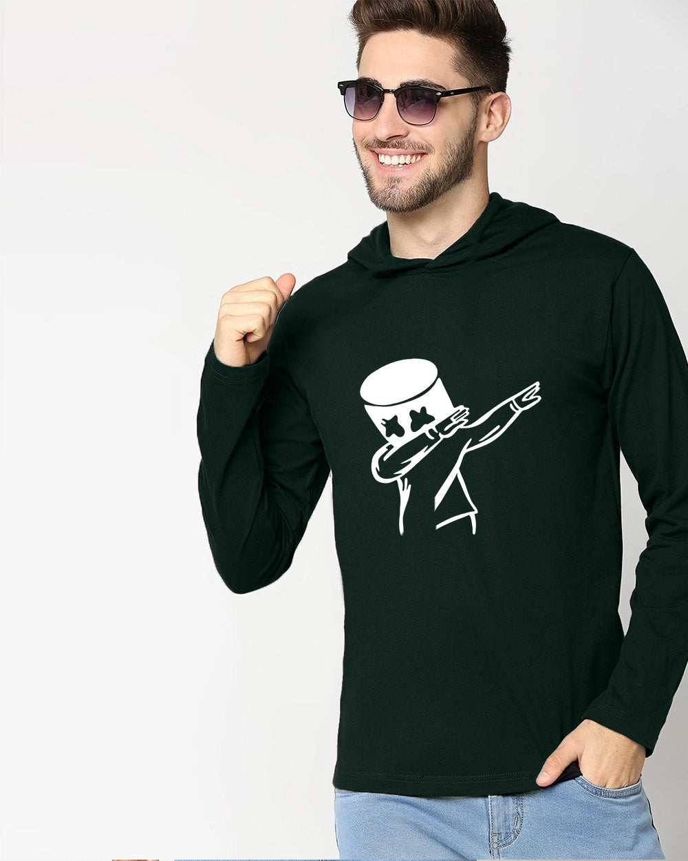 Stylish Green Full Sleeve Printed Hoodie T-Shirts for All Seasons