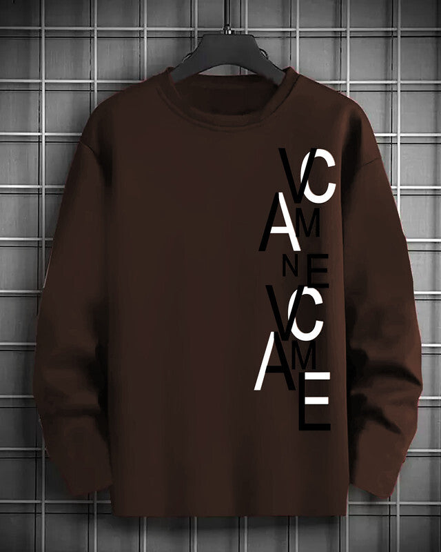 Trendy Brown Full Sleeve Printed T-Shirts for Effortless Style